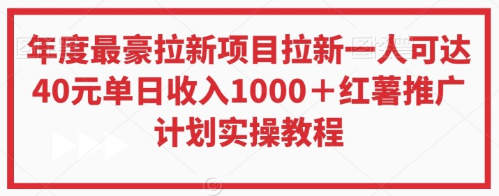 年度最豪拉新项目拉新一人可达40元单日收入1000＋红薯推广计划实操教程【揭秘】